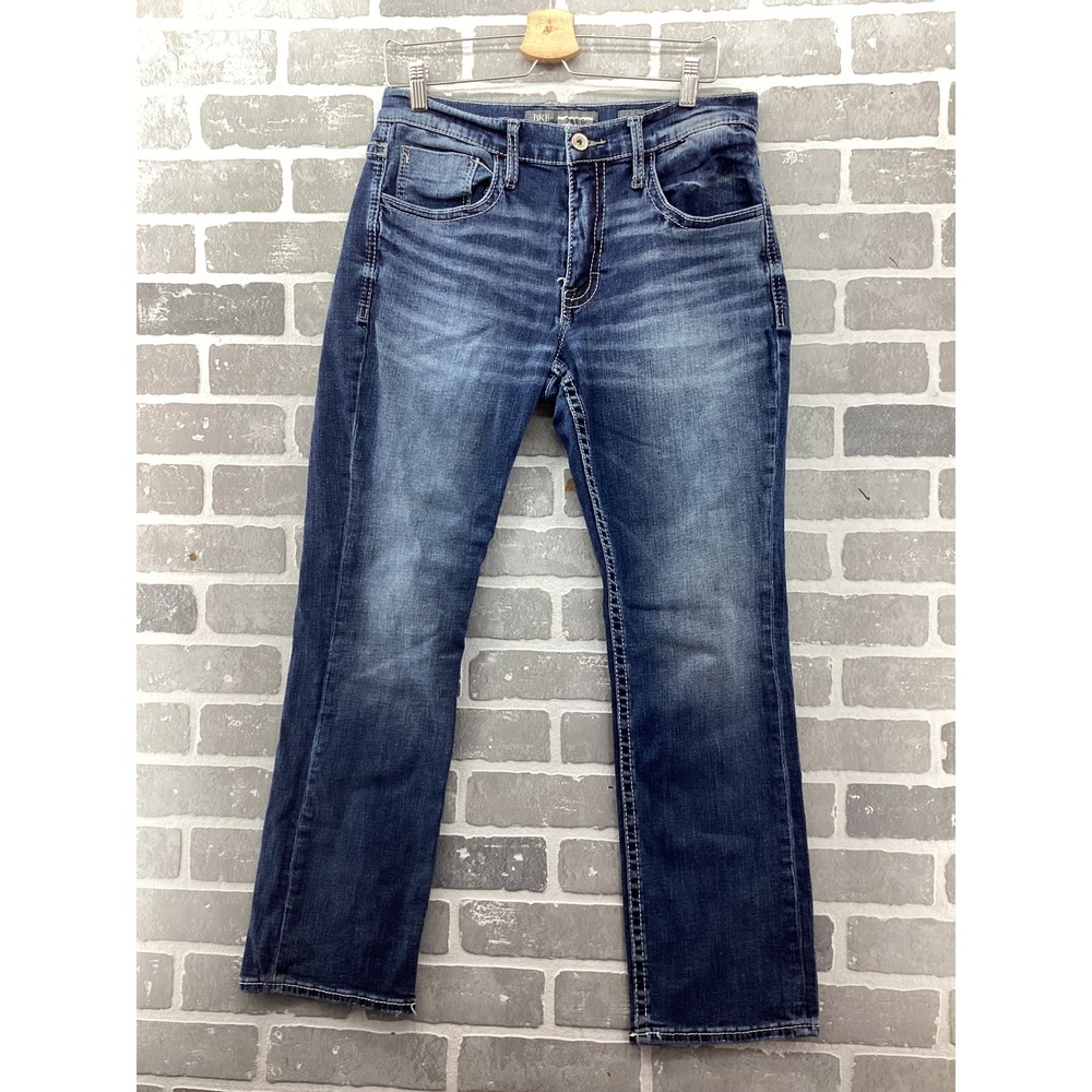 BKE Jake Straight Leg Jeans Mens 32S Medium Wash Blue Denim Stretch